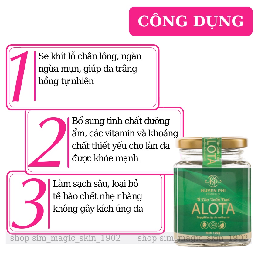 Ủ Tảo Xoắn Tươi Alota Huyền Phi - 100% Tảo Tươi - Giúp Dưỡng Trắng Cấp Ẩm Tái Tạo Da