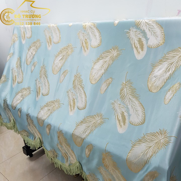 Khăn Phủ đàn Piano mẫu lửng màu  xanh Long Vũ