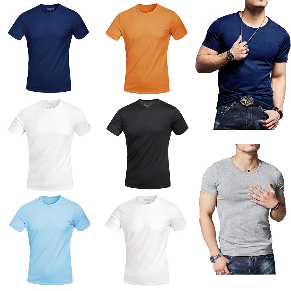 Quà Tặng - Áo phông nam thun trơn cổ tròn Biman by Biluxury vải co giãn 4 chiều mỏng thoáng không bai xù