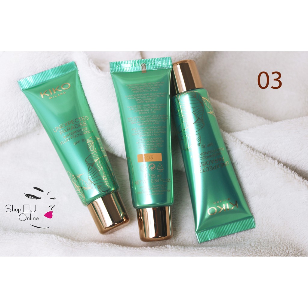 Kem nền chống nắng spf 30 - chống nước - mồ hôi - đều màu da - kiko Unexpected Paradise Waterproof - Kiko Italy