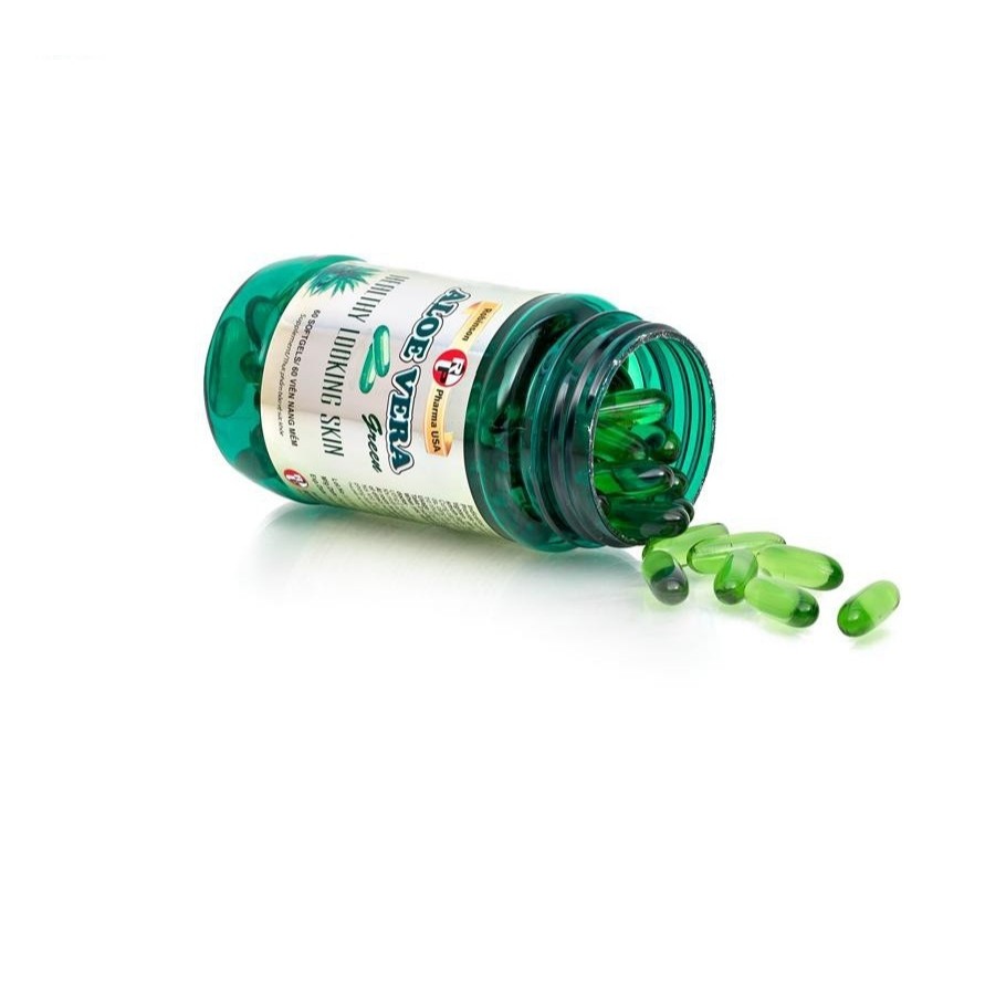 ALOE VERA Green Viên uống đẹp da, dưỡng da, giúp dưỡng ẩm, chống lão hóa và tái tạo da chai 60 viên