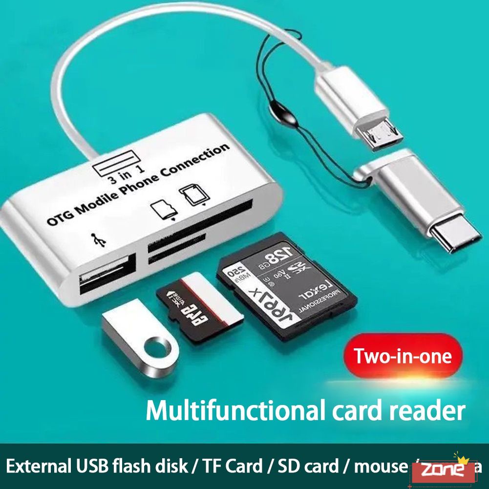 Đa chức năng Đầu Đọc Thẻ TF/SD/U đĩa/Điện Thoại di động Loại Máy Ảnh-C OTG Phổ mở rộng Đầu Đọc Thẻ/3 trong 1 Loại C Micro để USB3.0 SD/TF Bộ Nhớ Đầu Đọc Thẻ OTG Bộ Chuyển Đổi HUB _ Zone0