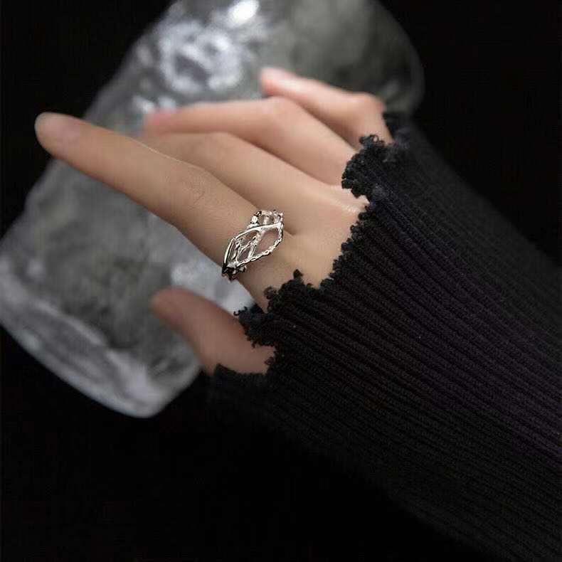 Nhẫn hở đeo ngón trỏ có thể điều chỉnh thiết kế đơn giản cá tính cao cấp cho nam nữ