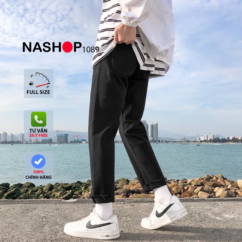 Quần vải jean bò đen baggy nam đẹp hot năm 2021 Nashop 1089 | WebRaoVat - webraovat.net.vn