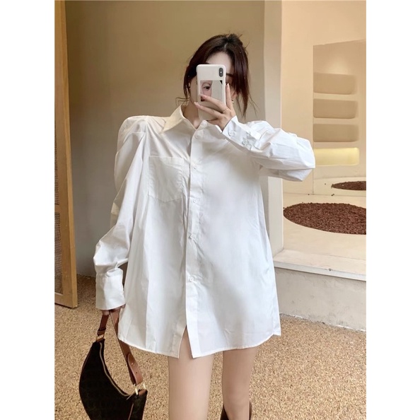 Set áo sơ mi trắng + áo gile 2 dây cúc lệch bán lẻ