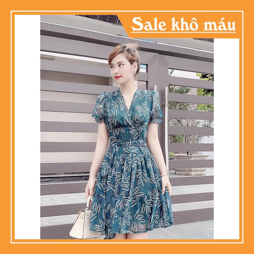 - Váy xanh thiết kế dáng xòe tay ngắn, Đẹp Xinh ❤️NMC SHOP❤️