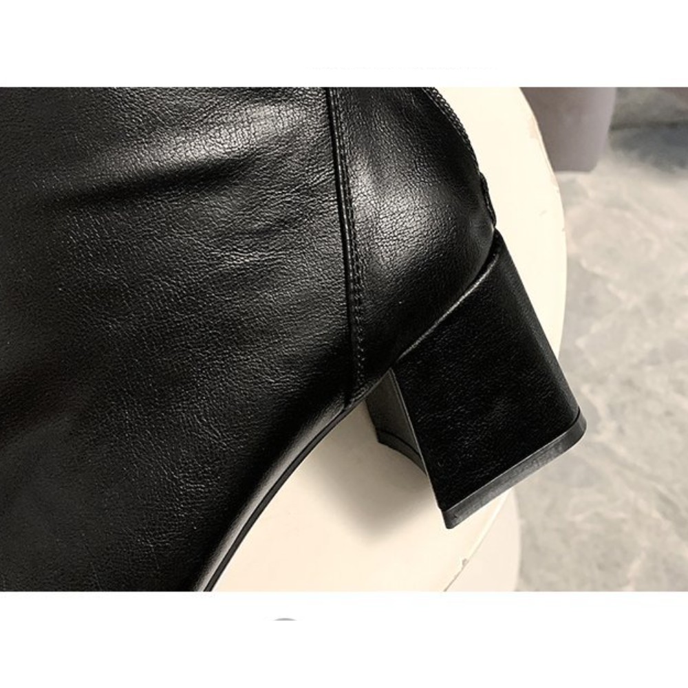 Boots Cổ Ngắn, Mũi Vuông, Da Bóng - Giày Bốt Ulzzang Nữ Đế Cao 6cm, Chất Mềm Siêu Êm Chân - Mã 138