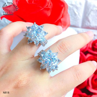 Nhẫn bạc nữ, nhẫn nữ đính đá hột cao bền màu Orin N818
