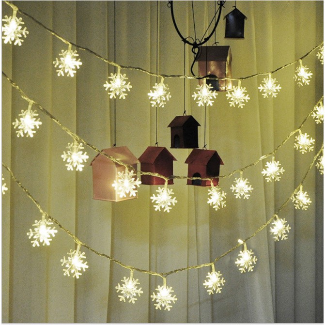 Bộ 2 dây đèn led nhấp nháy hình bông tuyết dành cho các diệp lễ / Đèn trang trí Noel dây dài1m8 mét(giao màu ngẫu nhiên)