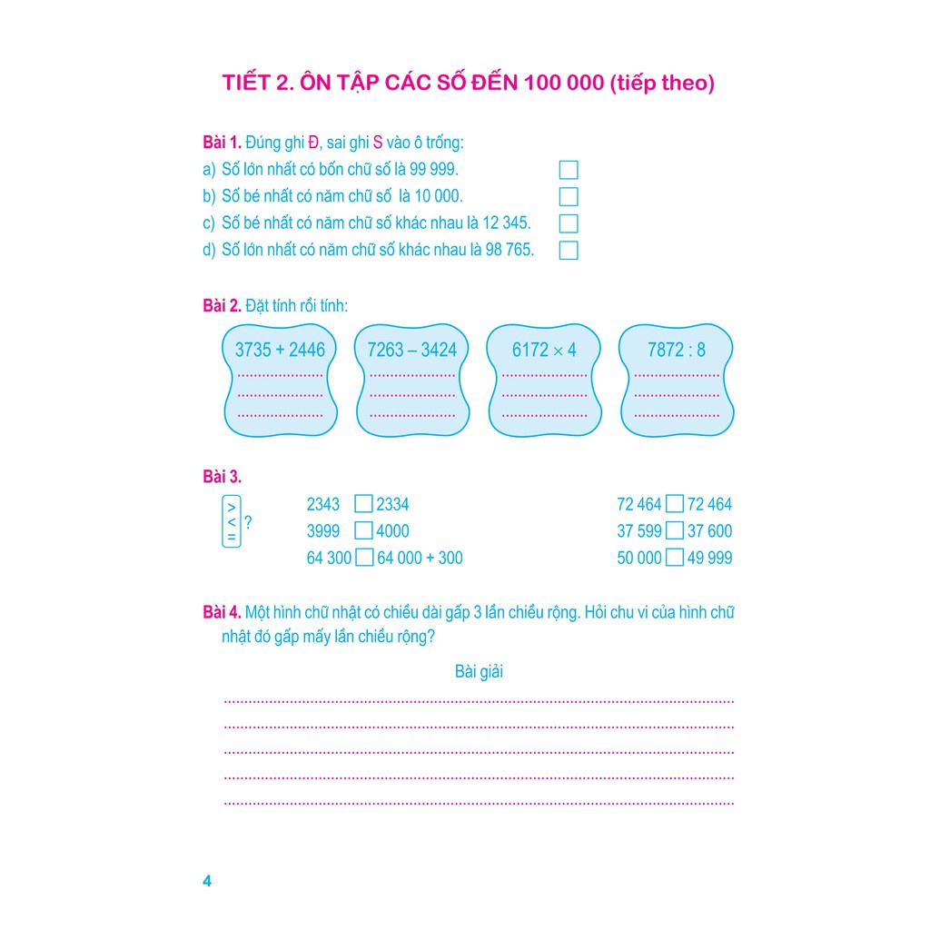 Sách: Vở Bài Tập Toán Nâng Cao Lớp 4 - tập 1