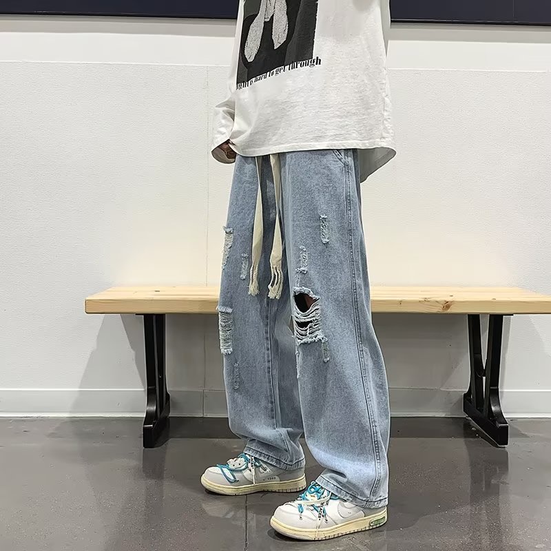 Casual Suit màu thoải mái cộng với kích thước quần jean Unisex Suit hàng ngày hiển thị gầy bông đôi thẳng quần ống