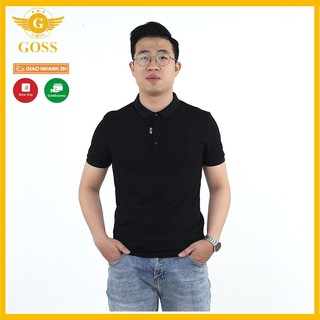 Áo polo nam đen trơn có cổ ngắn tay vải 100%cotton chất đẹp co giãn thoáng mát GOSS6721