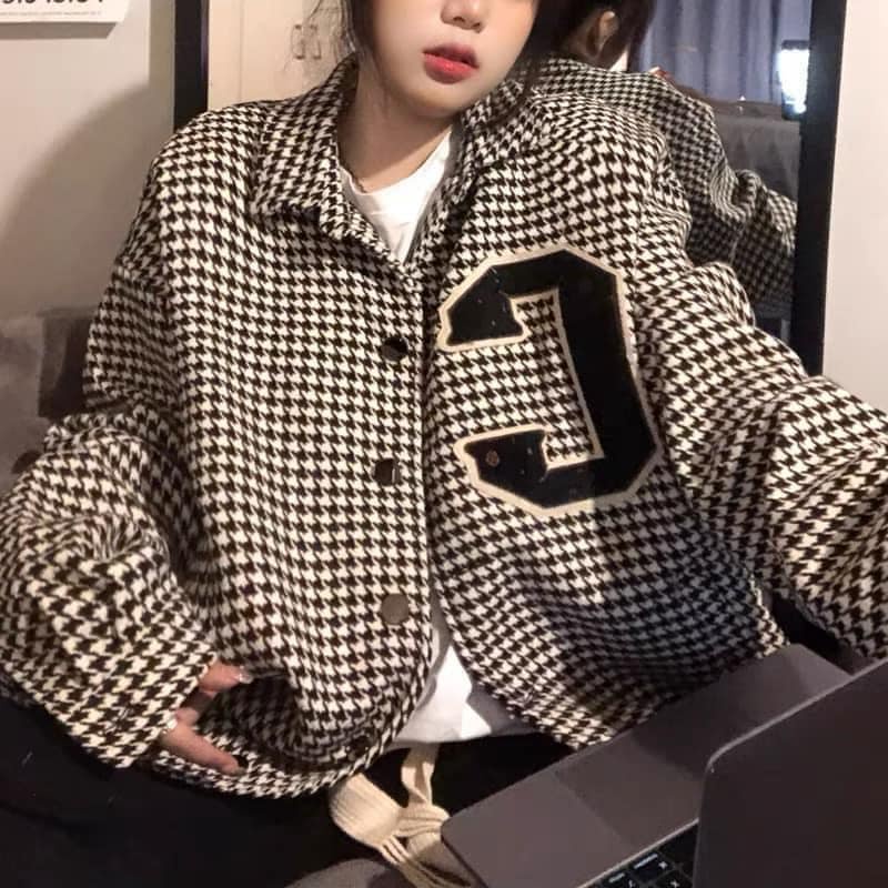 Áo Khoác 3D chữ C PEONYB Nữ [FREESHIP] 🌸 Jacket form rộng cổ bẻ, sweater họa tiết trắng đen cá tính Ulzzang 🌸 | BigBuy360 - bigbuy360.vn