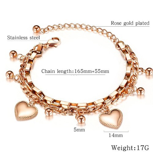 Lắc Tay Nữ Dây Xích Tòn Ten Titan Ko Đen TT 2497