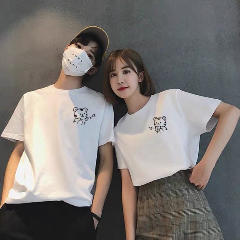 Áo Phông Cặp Nam Nữ In Hình Mèo 2 Màu Đen Trắng Áo Đôi Phông Rộng Unisex Ulzzang Basic Xưởng Áo Thun Croptop