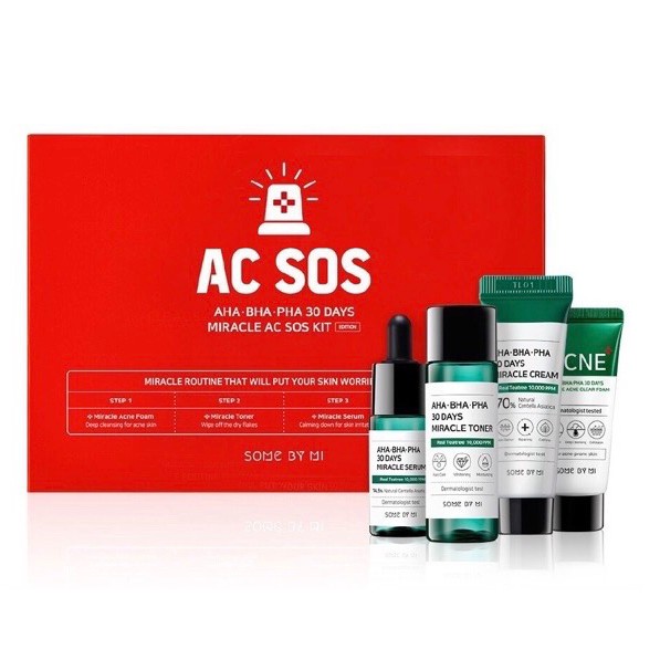 [Chính Hãng] Bộ Kit 4 Sản Phẩm Cho Da Mụn Some By Mi AHA-BHA-PHA Miracle AC SOS