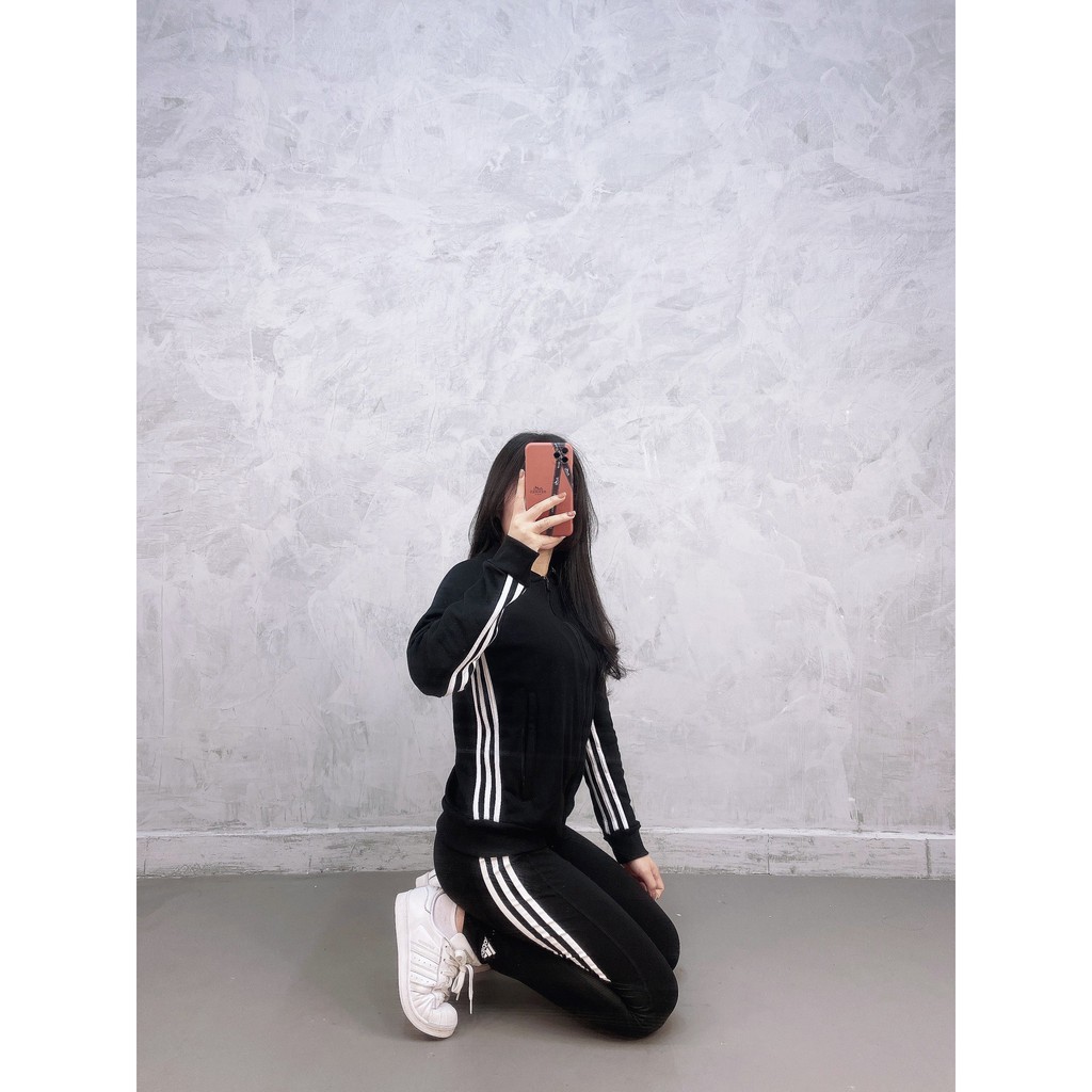 (HÀNG XUẤT XỊN) Áo khoác das đen 1782 3-STRIPES TRACKTOP WOMEN Made in Cambodia full tag code  SIZE S M L | BigBuy360 - bigbuy360.vn