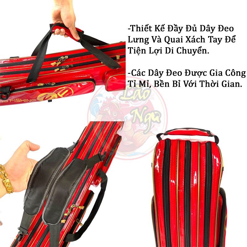 Bao đựng cần câu cá cứng có chân chống Qing Qing Fishing 1.25m 2 ngăn và 3 ngăn