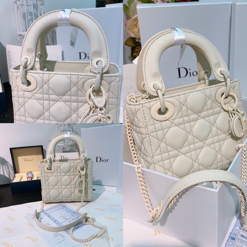 Túi Dior Lady 3ô da thật trắng lì box bill đẹp cam kết-shopchanghouse
