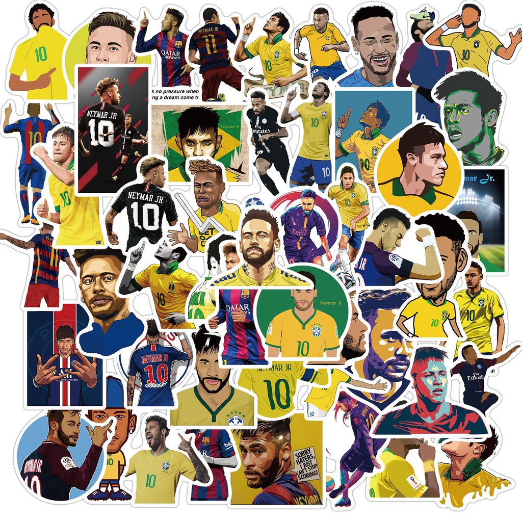 Sticker Neymar Ronaldo Messi Set 50 Miếng Decal Cắt Sẵn Dán Trang Trí Điện Thoại Laptop Mũ Bảo Hiểm Xe Vali Sổ Sách