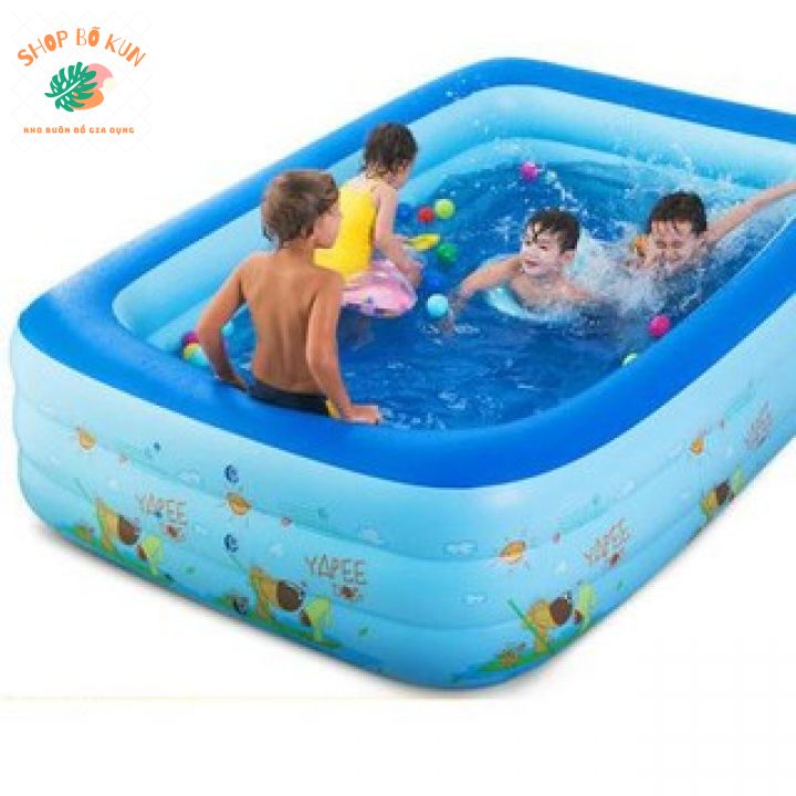BỂ BƠI PHAO BƠI 3 TẦNG CHỮ NHẬT 1,3M /1.2m/ 1.8m CÓ ĐÁY CHỐNG TRƯỢT AN TOÀN CHO BÉ , CHUẨN LOẠI 1.