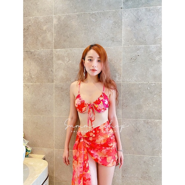 BIKINI 2 mảnh set 3 chi tiết basic kèm khăn quấn