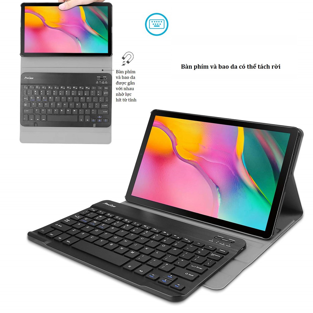 BÀN PHÍM BLUETOOTH SAMSUNG T515, T510, GALAXY TAB A 10.1 (2019), KÈM BAO DA /PKTM