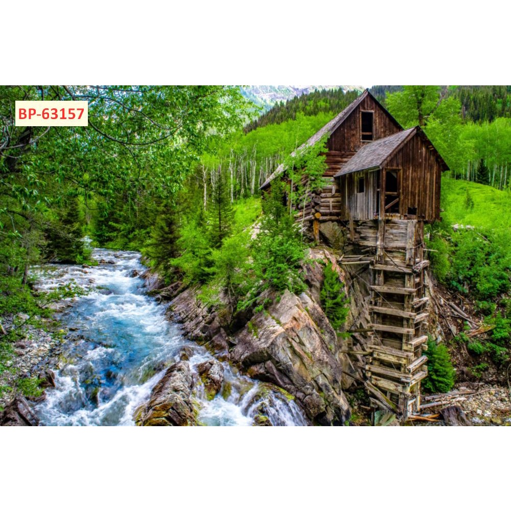 Tranh dán tường 3d thác nước thiên nhiên, quang cảnh thoáng đãng tạo cảm giác thư thái hoà mình với thiên nhiên