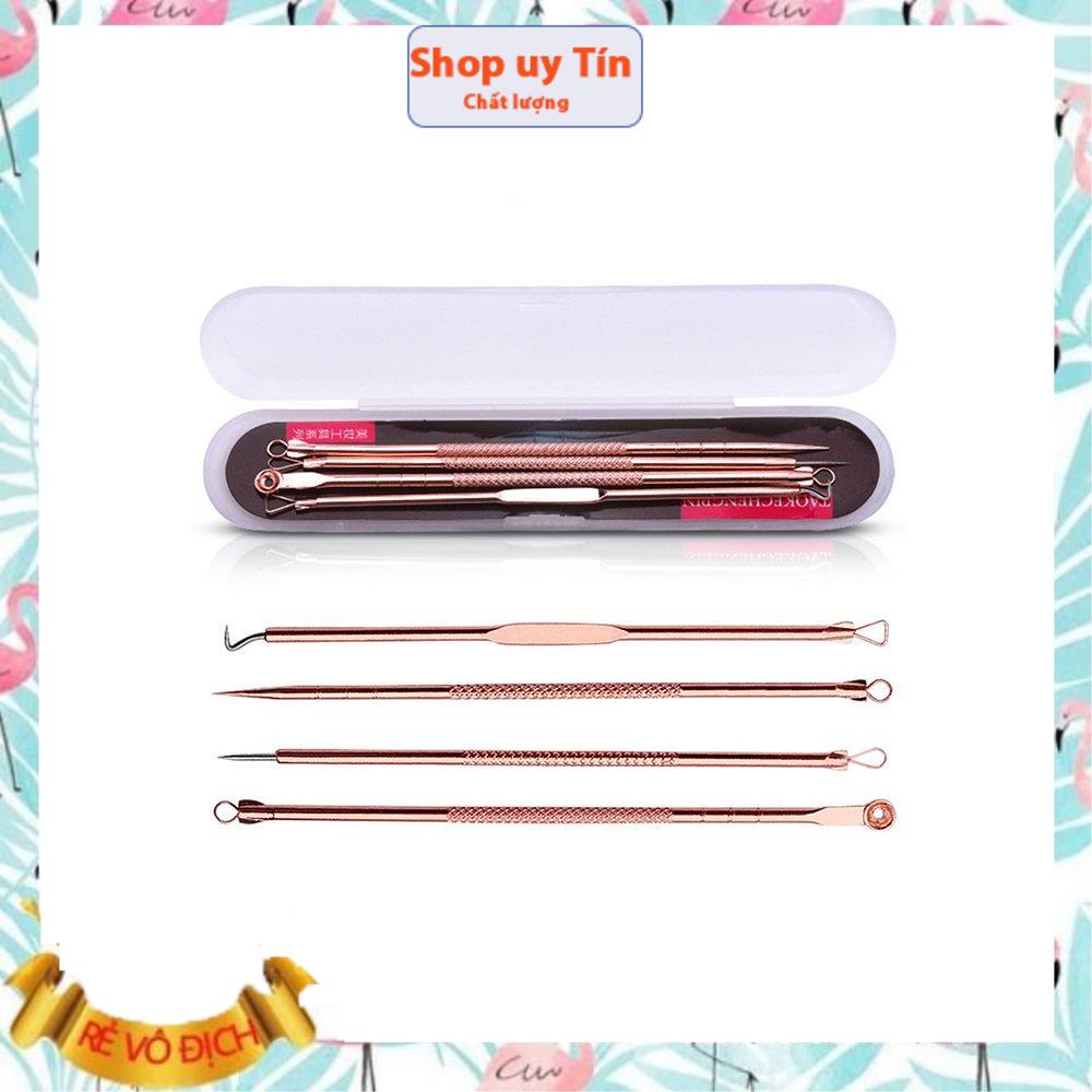 Bộ nặn mụn spa chuyên dụng gồm 4 cây với 8 đầu lấy mụn cao cấp có hộp nhựa đựng tiện lợi, km 15%