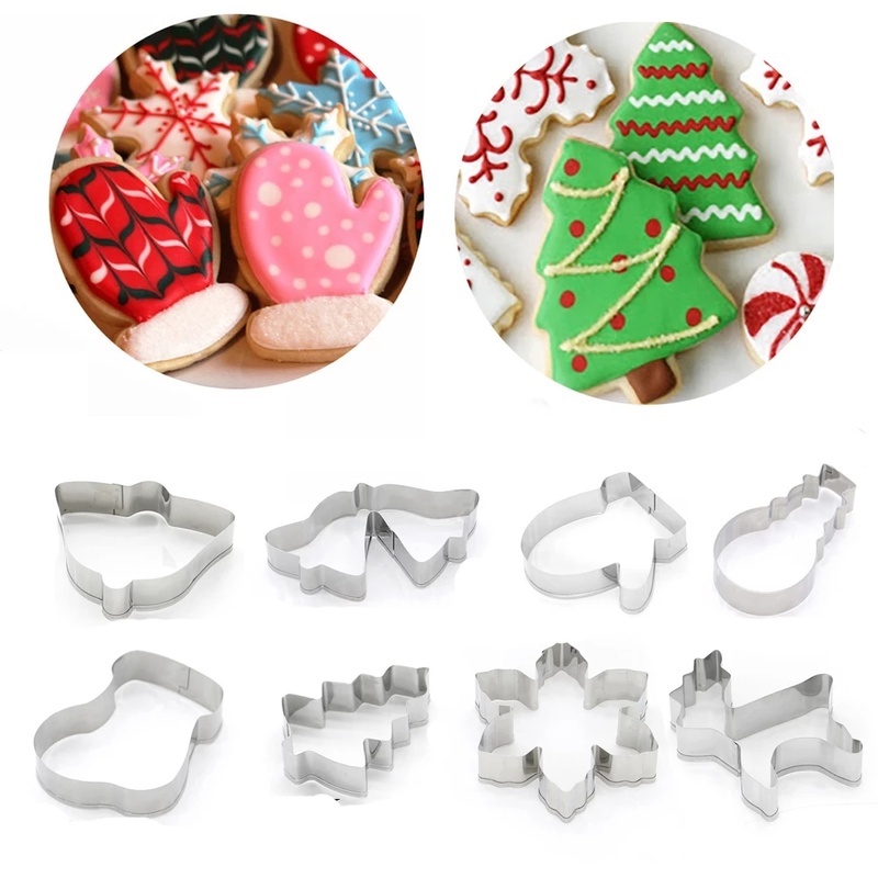 Set 5 khuôn cắt bánh quy bằng thép không gỉ chủ đề giáng sinh