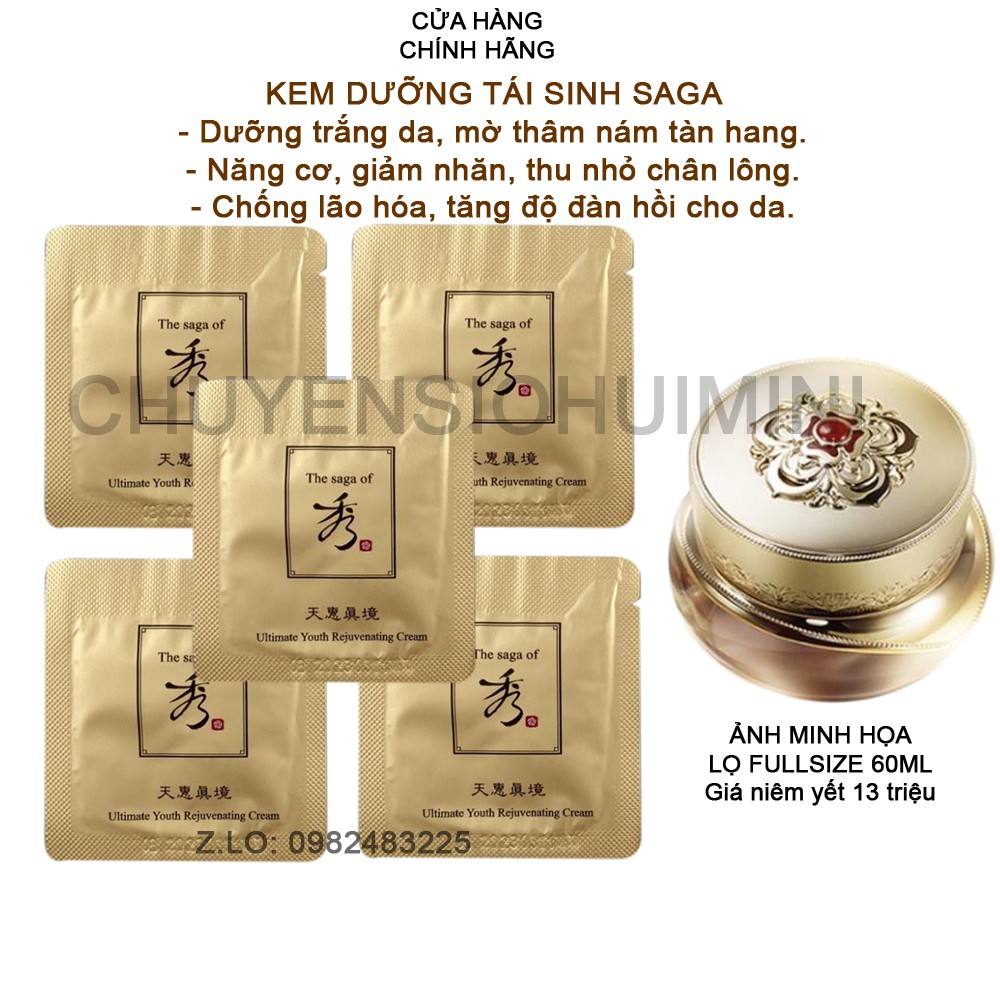 Gói kem dưỡng Saga Ultimate Regenerating Cream giúp tái sinh, ngăn ngừa lão hóa, trẻ hóa da toàn diện 1ml