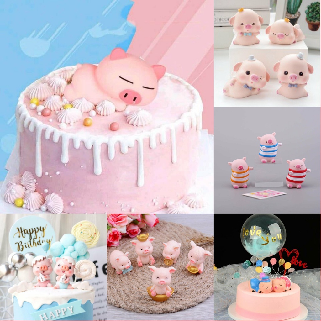 Phụ kiện trang trí bánh sinh nhật, bánh kem, topper cake - Tổng hợp các mẫu heo (lợn) nhựa dễ thương