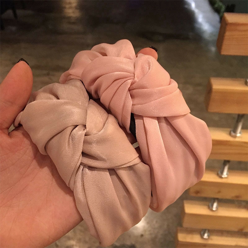 Băng đô cài tóc màu trơn thắt nút phong cách Hàn Quốc xinh xắn cho nữ