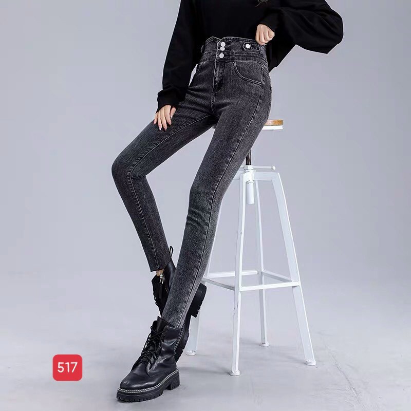 Quần Jean Nữ Mẫu Mới ❤️FREESHIP❤️ Quần Bò Cạp Cao phối rách gối chất vải đẹp co giãn phong cách Hàn Quốc A-TFashion M608