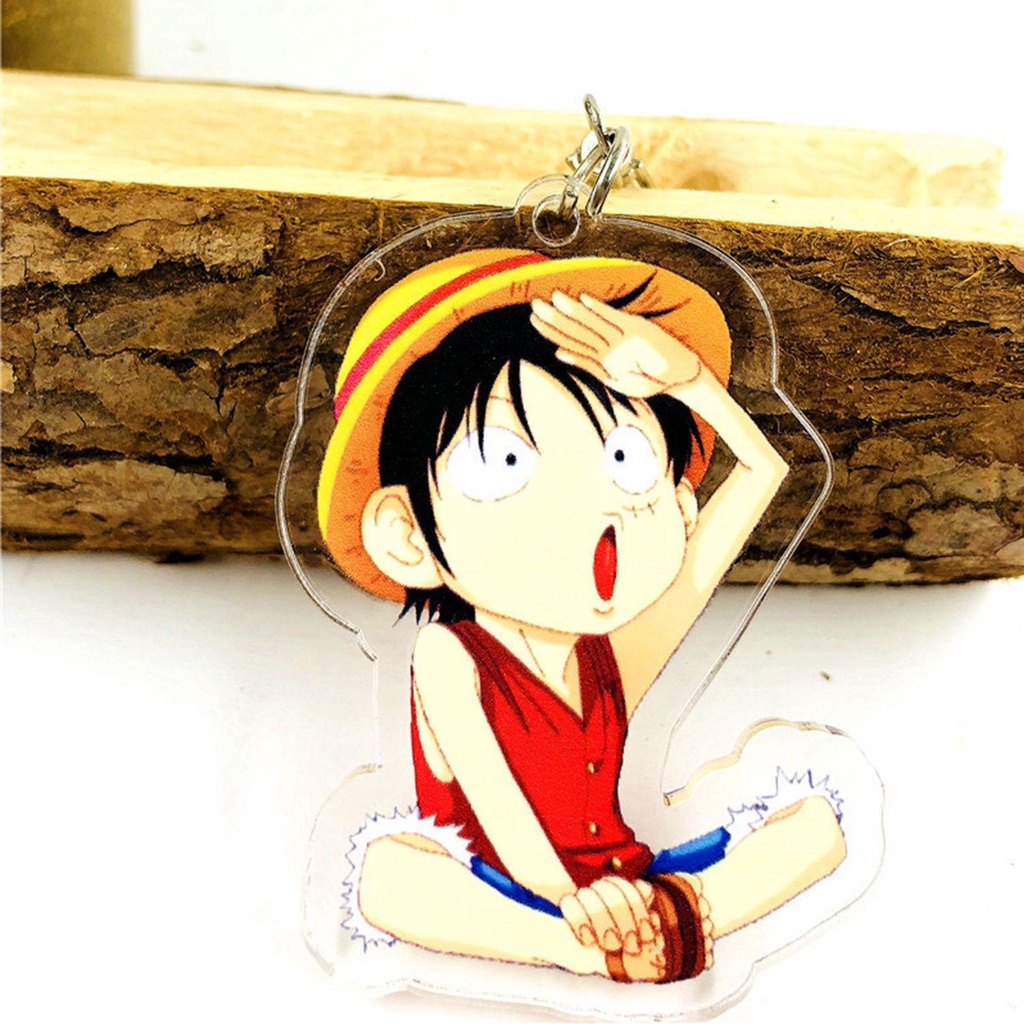 Móc Khóa Nhựa Acrylic Hai Mặt Hình Anime One Piece Dễ Thương