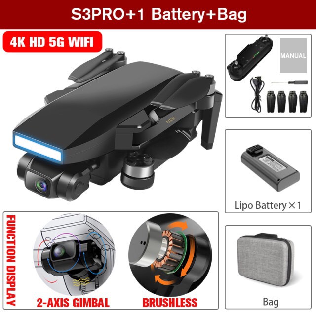 DCTK - Máy bay flycam Sg108 pro camera 4K chống rung 2 trục bay 25 Phut, cảm biens quang học GPS tự về - Chính Hãng