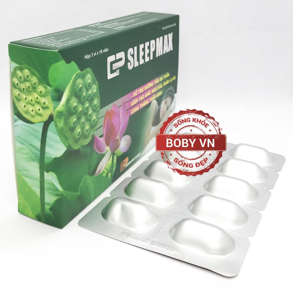 Sleep Max hỗ trợ dưỡng tâm an thần, tạo giấc ngủ sâu, giảm âu lo căng thẳng - hộp 30 viên