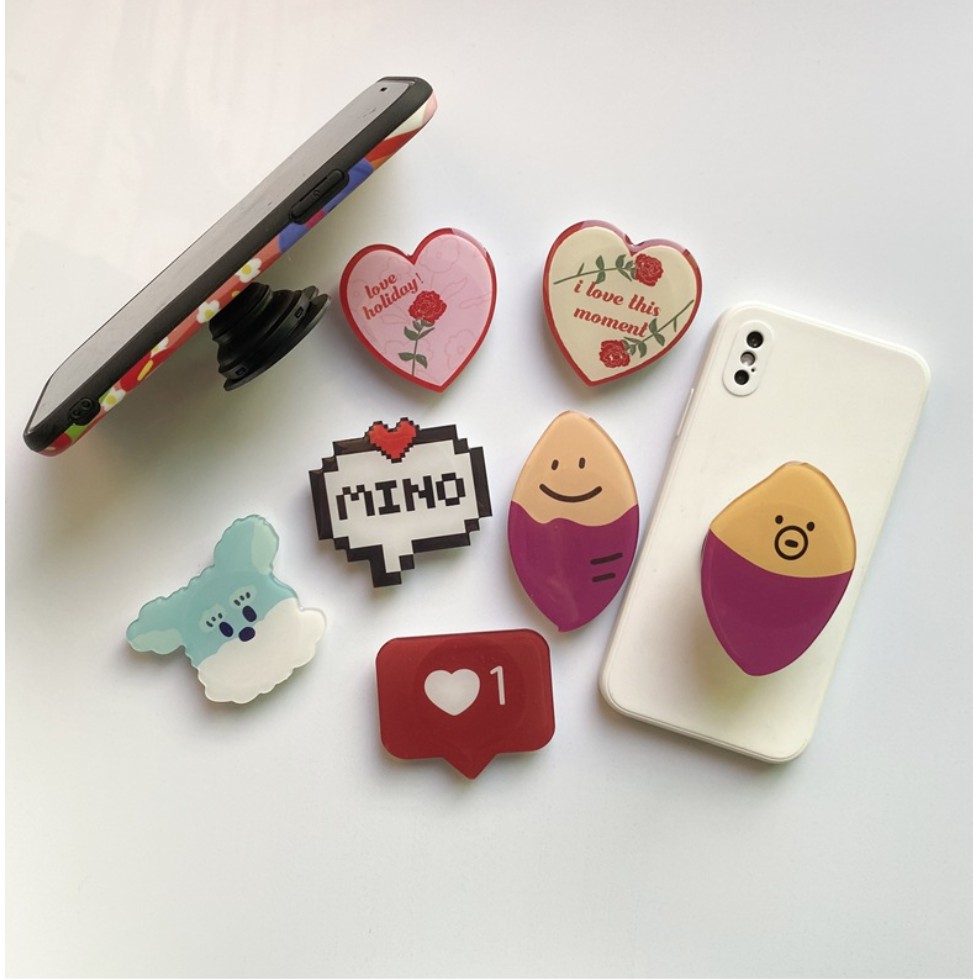 [Mã ELORDER5 giảm 10k đơn 20k] Chống điện thoại Popsocket pop up in bóng mika EM họa tiết tân cổ điển siêu xinh