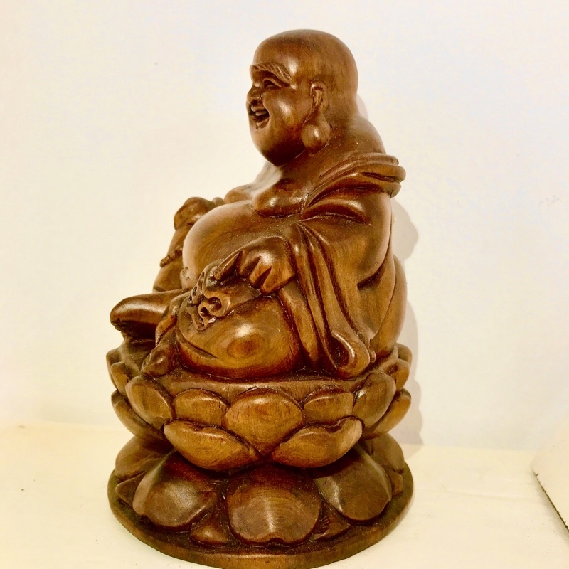 Tượng Phật Di Lặc Ngồi Đài Sen Gỗ Hương Rất Thơm, Tượng Di Lặc Để Xe, Trang Trí Phong thủy