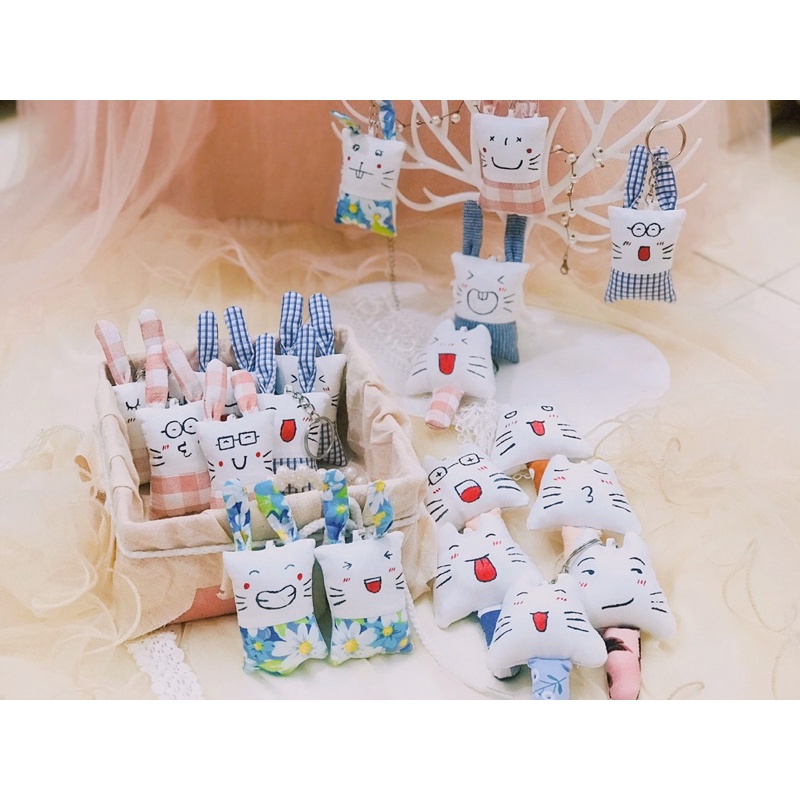 Móc khoá VẢI NHỒI BÔNG handmade siêu cute