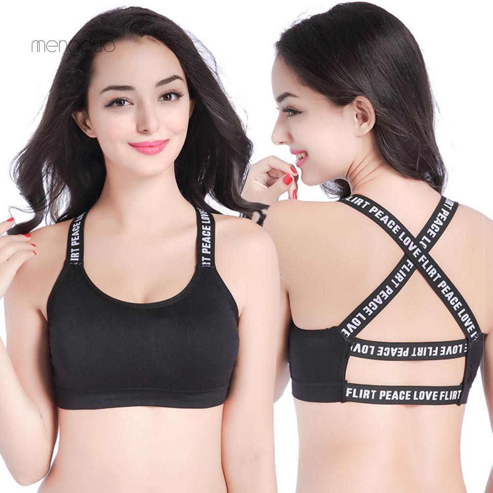 Kẹp Tóc Cali Cali☆Áo Ngực Thể Thao Dây Chéo Lưng In Chữ