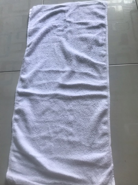 Khăn gội đầu sợi cotton trắng loại dày kích thước 35x80cm