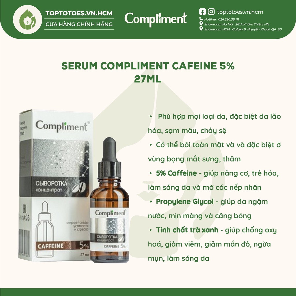 Serum Compliment 5% Caffeine giúp săn chắc, tái tạo và trẻ hóa da - 27ml