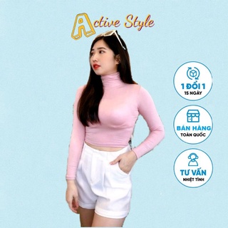 🅰️ Áo cổ lọ 3 phân tay dài nhiều màu, Chất: thun gân, Bốn màu: đen, trắng, hồng, nâu, Size: <52kg