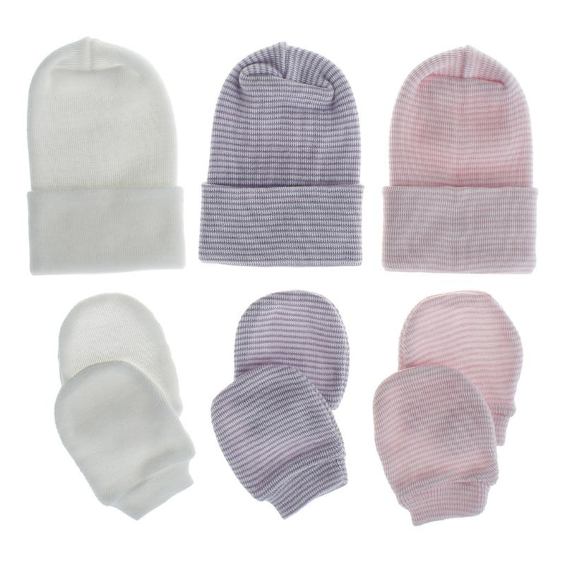 Bộ 2 Găng Tay Cotton Mềm Mại Hai Lớp Chống Trầy Xước Bảo Vệ Mũ Giữ Ấm Cho Bé