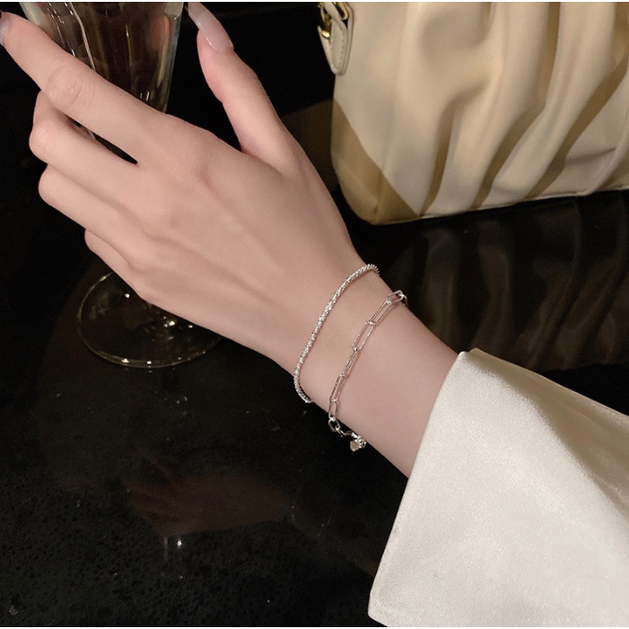 📛 RẺ VÔ ĐỊCH 📛 Vòng tay xích đôi mạ bạc hottrend phong cách hàn quốc