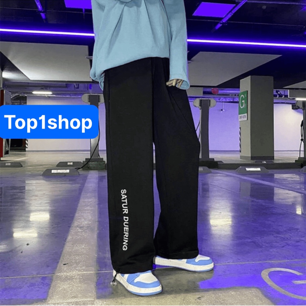 Quần ống rộng SATUR Chất nỉ bông cao cấp có dây rút gấu quần mặc được 2 kiểu suông và jogger đủ size form rộng