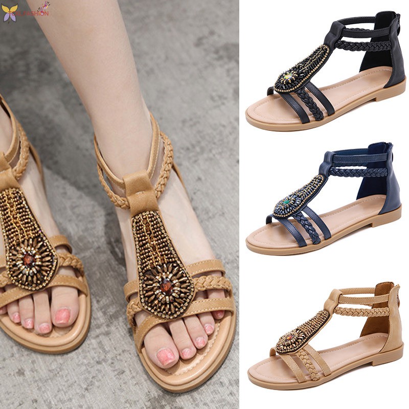 Xăng đan Đính Đá Phong Cách Bohemian Cổ Điển Dành Cho Nữ