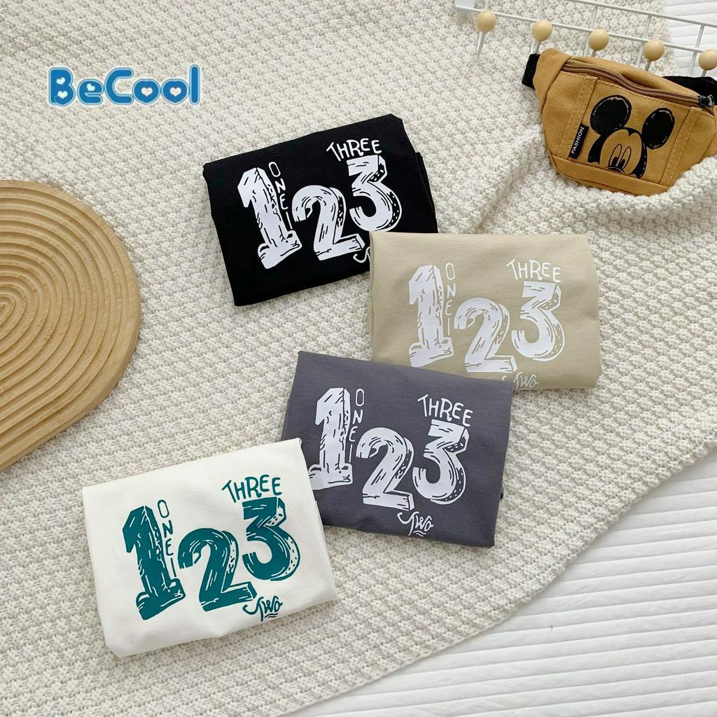 Áo bé trai cộc tay BECOOL 123 áo phông cho bé in hình 123 chất cotton từ 10-26kg