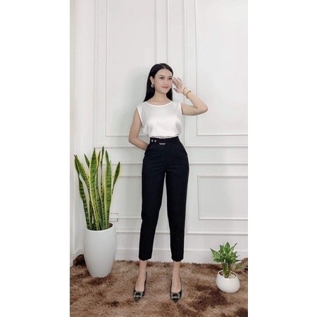 Quần tây nữ công sở lưng cao baggy CHAT vải tuyết mưa Hàn Quốc Q333